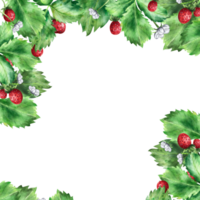 Frame with ripe red strawberries and green leaves. An illustration highlighted on a white background png
