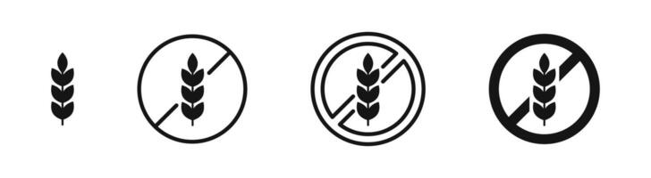 Wheat icons. Wheat wreaths and grain spikes. Set of wheats ears icons and wheat design elements. Harvest wheat grain, Bread grains. vector