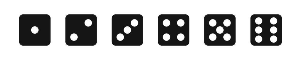Game dice.Gaming dice icons.. Dice from one to six. Dices illustration. Monochrome dices vector