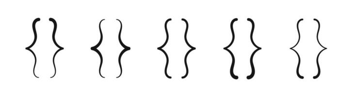 Text brackets. Set of braces or curly brackets icons. Bracket icon collection. Typography brackets symbols. Parenthesis set vector