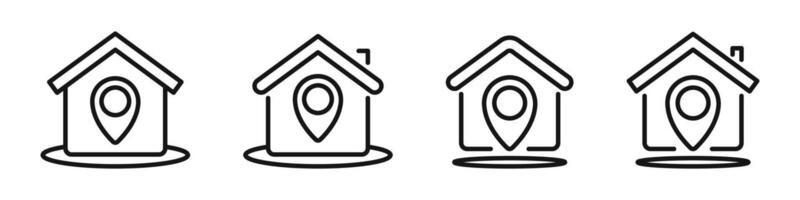 Home location icons. Home locator. Home location pin pointer. vector