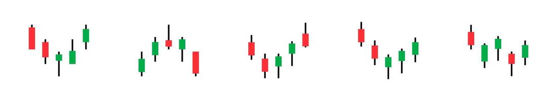 Candlestick icons. Trading crypto currency, stock market. Bullish and bearish candlestick patterns. Japanese candlestick icon set. EPS 10 vector