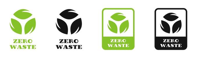 Zero waste product. Zero waste labels. Zero waste icon. Reduce, Reuse, Recycle symbols. Zero waste badge. vector