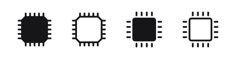 Processor icons. Chip icon set. CPU icons. Microprocessor chip icons. EPS 10 vector