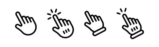 Hand cursor icons. Computer mouse click cursor. Click cursor icons. Cursor icon. Mouse click cursor vector