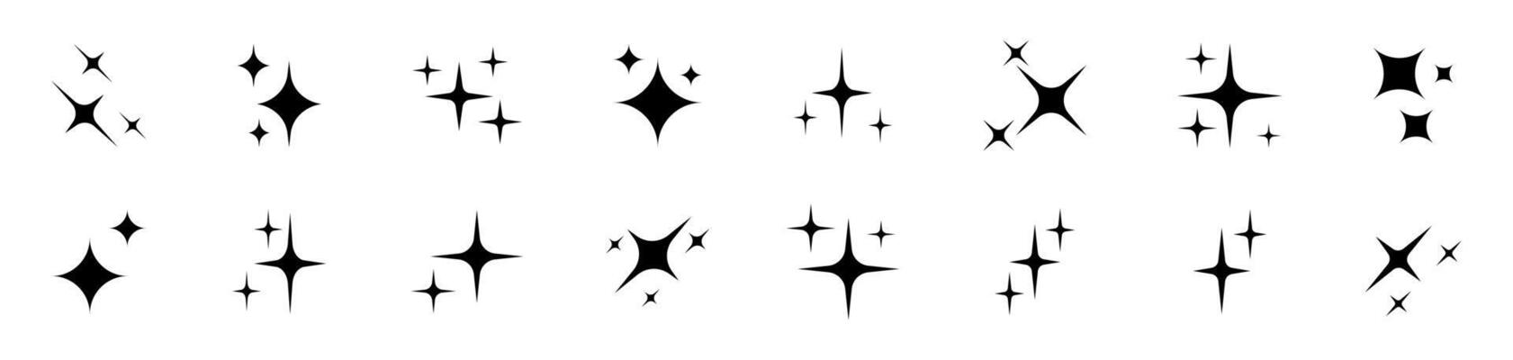 Star icon set. Stars collection. Sparkle icons. Star sparkle symbols. Twinkle silhouettes. EPS 10