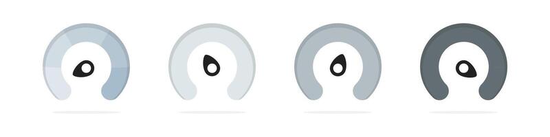 Speedometer illustration. Risk meter. Risk indicator. Speedometer icons. Speed scale indicator. Risk management guage. vector