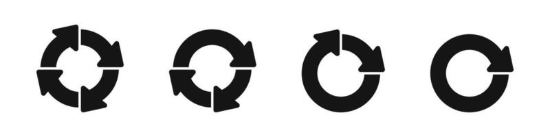 Recycling icon set. Recycling arrows. Recycle arrows. Recycle, reuse icons. Recycling and rotation arrow icons. vector