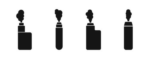 Electronic cigarette icons. Electronic smoking device. Vaping device. Vape icon set. vector