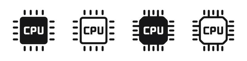 CPU chip icons. CPU icons. Chip icon set. Microprocessor chip icons. Processor icons. EPS 10 vector