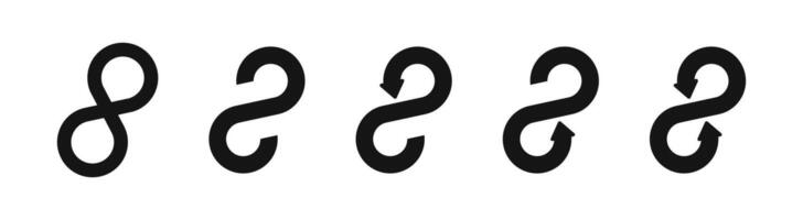 Infinity symbols. Eternal, limitless, endless loop. Infinity icon set. Infinity, eternity, infinite, endless icons vector