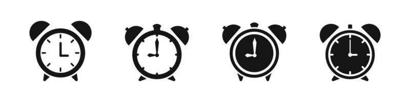 Alarm clock illustration. Alarm Clock icons. Alarm Clock, Wake Up Time. Alarm clock flat black icons vector