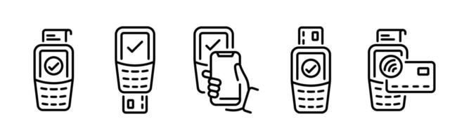 POS Terminal icons. Terminal payment. POS Terminal. Contactless NFC payment terminal vector