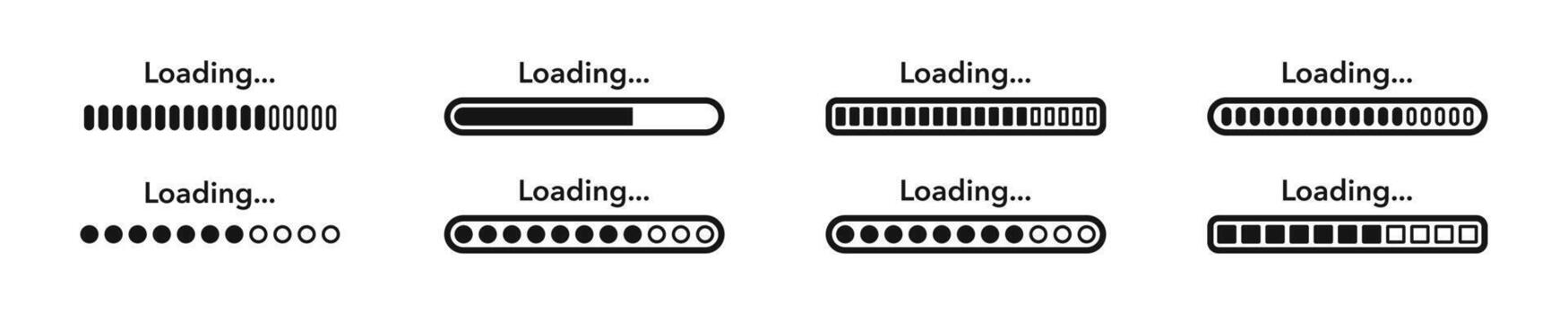 Loading icon set. Set of loading bar. Download progress icons. Loading icons. Load bar icons vector