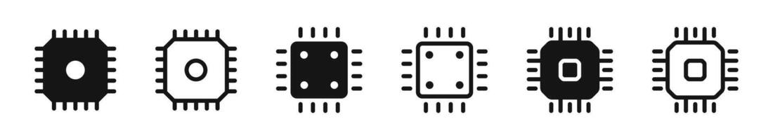 Chip icon set. Processor icons. CPU icons. Computer chip icon. Microprocessor chip icons. vector
