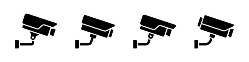 Security Camera Silhouettes. Monitoring System icons. CCTV camera icons. Security camera illustration. vector