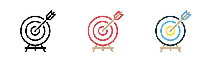 Archery target with arrow. Target icons. Arrow in target icons. EPS 10 vector