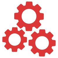 Red three cogs flat icon isolated on white background. vector