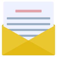 Open envelope flat icon isolated on white background. vector