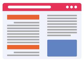 Flat illustration of web browser window with toolbar and search field on colorful background. vector