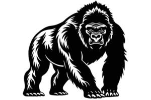 black and white linear paint draw monkey vector