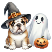 aigenerated a bulldog and ghost with pumpkin png