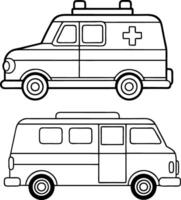 Illustrate an ambulance with its emergency lights activated, focusing on the roof-mounted lights. vector