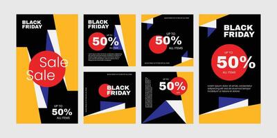 Bold graphics Black Friday promotion social media template in a set for banner, feed, story, background and ads vector