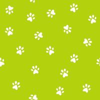 Paw texture, green background, little paws seamless pattern vector