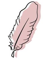 One Line art Hand Drawn Illustration on White Feather Continuous Line Drawing. card, sticker vector