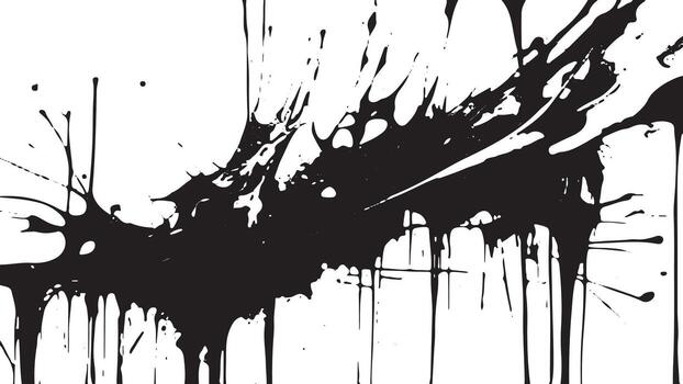 monocromo negro pintar salpicaduras en blanco antecedentes para cubrir y textura vector