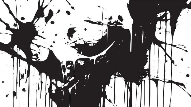 monocromo negro pintar salpicaduras en blanco antecedentes para texturizado cubrir vector