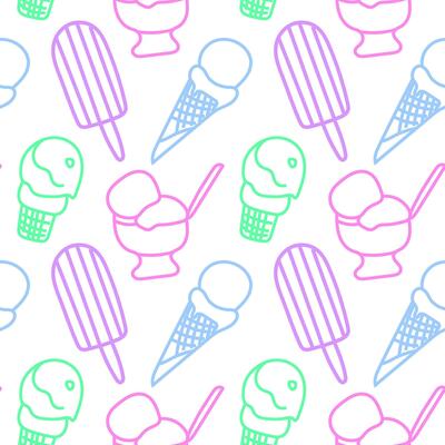Seamless pattern with food and drinks. Black and white thin line icons