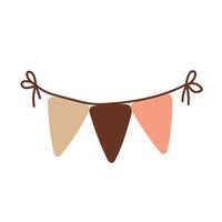 Garland with triangular flags. stock illustration. Beige colors. For a children s postcard. The border element of the frame. Boho. Isolated on a white background. vector