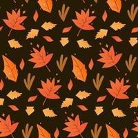 A beautiful seamless pattern featuring autumn leaves on a dark background vector
