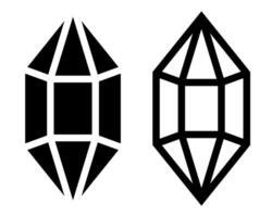 Geometric Gemstone Icons in Solid and Outline Gem vector