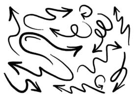 Hand-Drawn Curved and Zigzag Arrows Set vector