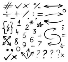 Hand-drawn mathematical symbols and numbers collection vector