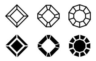 Set of Geometric Gemstone Icons in Various Shapes Gem vector