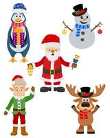 christmas and new year characters holiday symbols flat style illustration isolated on white background vector