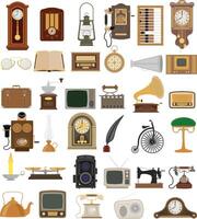 big set of much objects retro old vintage icons stock illustration isolated on white background vector