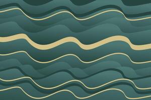 Green gradient wavy background with abstract lines vector