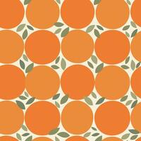 Juicy oranges pattern on beige background. Tangerine fruit summer seamless pattern vector