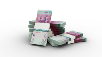 3d rendering of Stack of Cape Verdean Escudo notes. bundles of Cape Verdean currency notes isolated on transparent background png