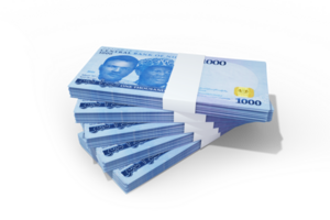 3d rendering of Stacks of Nigerian naira notes. bundles of Nigerian currency notes isolated on transparent background png