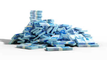 Big stack of 1000 Nigerian naira notes. A lot of money isolated on transparent background. 3d rendering of bundles of cash png