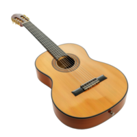 Elegantly Crafted Classic Guitar Displaying Intricate String Details on Clear Background png