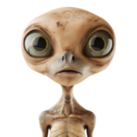 Whimsical Extraterrestrial with Large Expressive Eyes on Clear Background png
