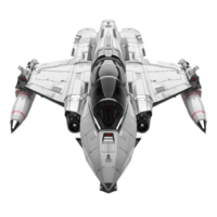 Futuristic Spaceship Navigating Through the Cosmos An intricately designed spacecraft soars against a clear background, showcasing advanced technology and sleek design. png