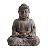A Tranquil Buddha Statue in Clear Focus. A serene Buddha statue set against a transparent backdrop, ideal for a peaceful and timeless display. png